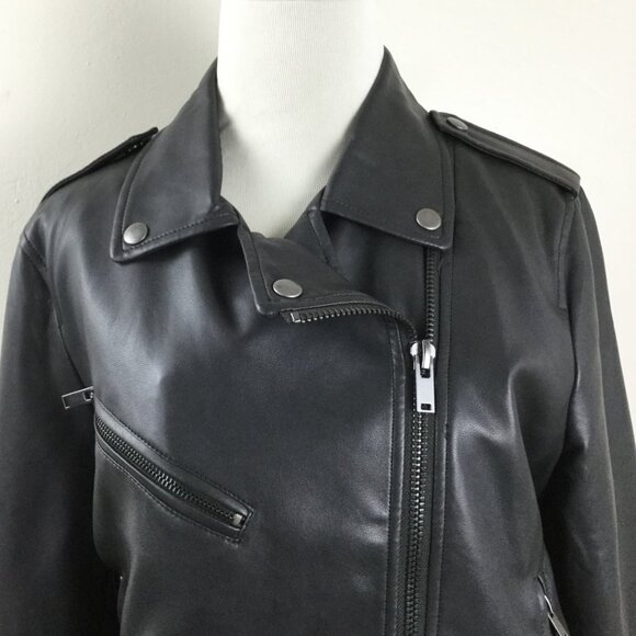 7 for all Mankind Leather Motorcycle Jacket m - Picture 5 of 11
